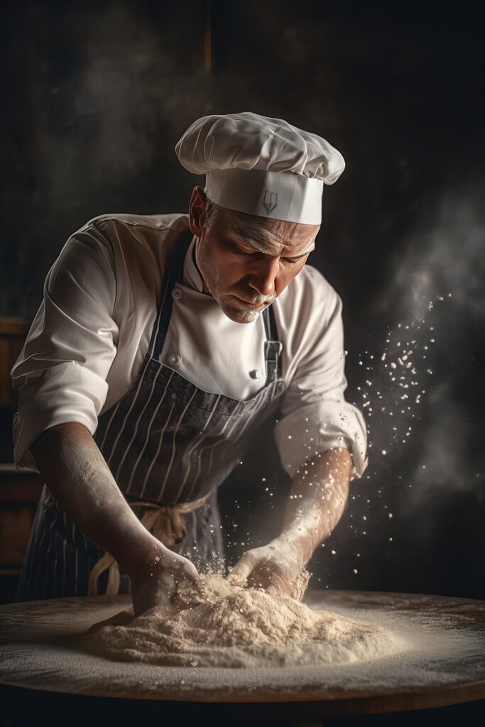 Italienischer Bäcker macht frischen Teig