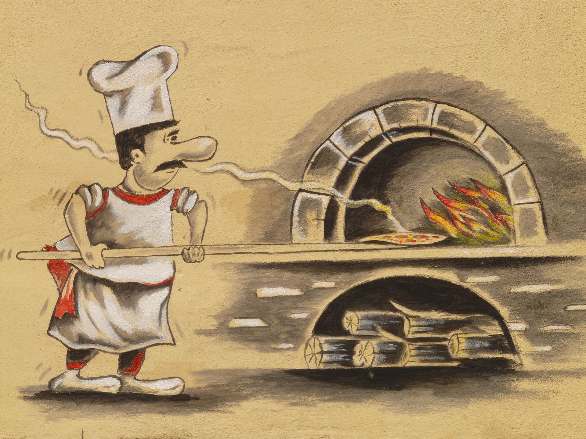 Italienischer Pizzabäcker bei der Arbeit